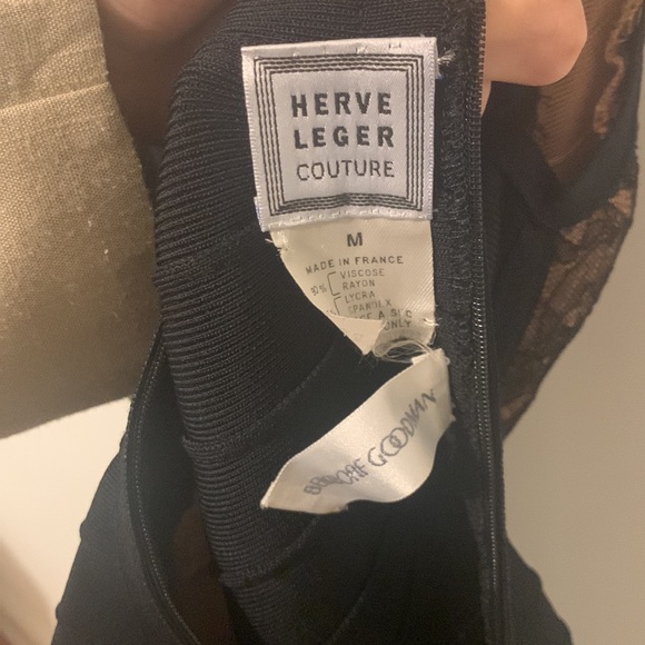 Vintage Herve Leger Black Lace Bandage Cocktail Dress - Picture 6 of 8